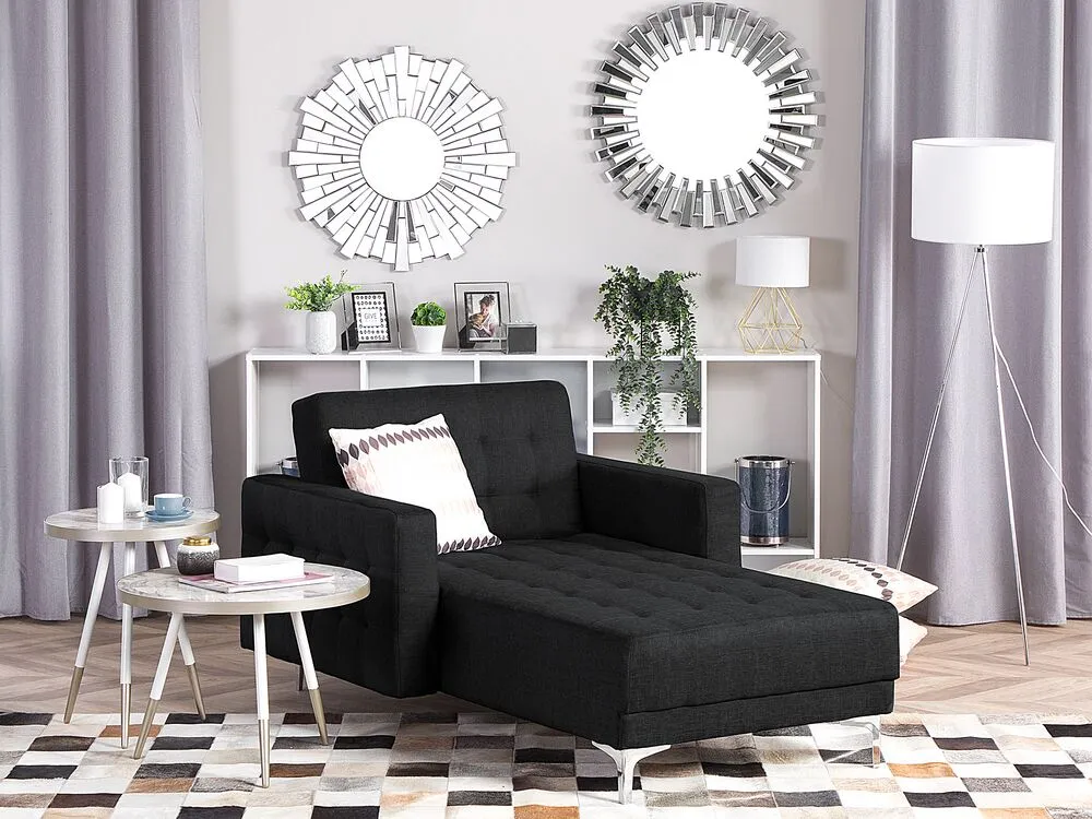 Fabric Chaise Lounge Graphite Grey ABERDEEN
