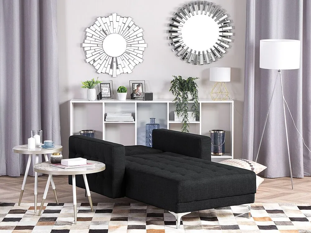 Fabric Chaise Lounge Graphite Grey ABERDEEN
