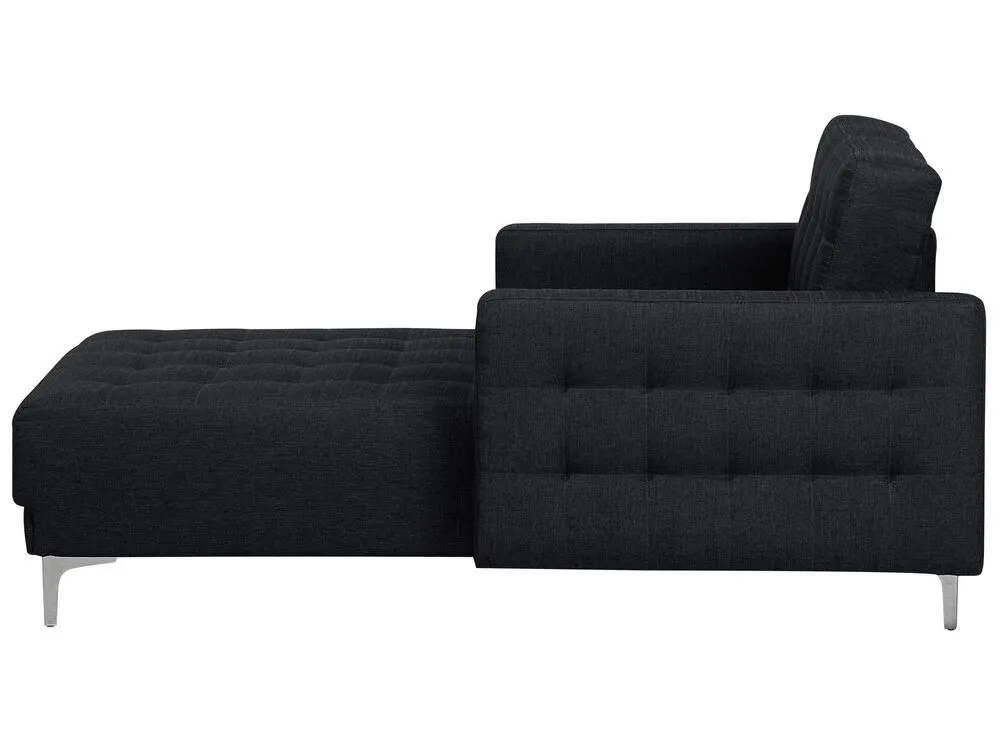 Fabric Chaise Lounge Graphite Grey ABERDEEN