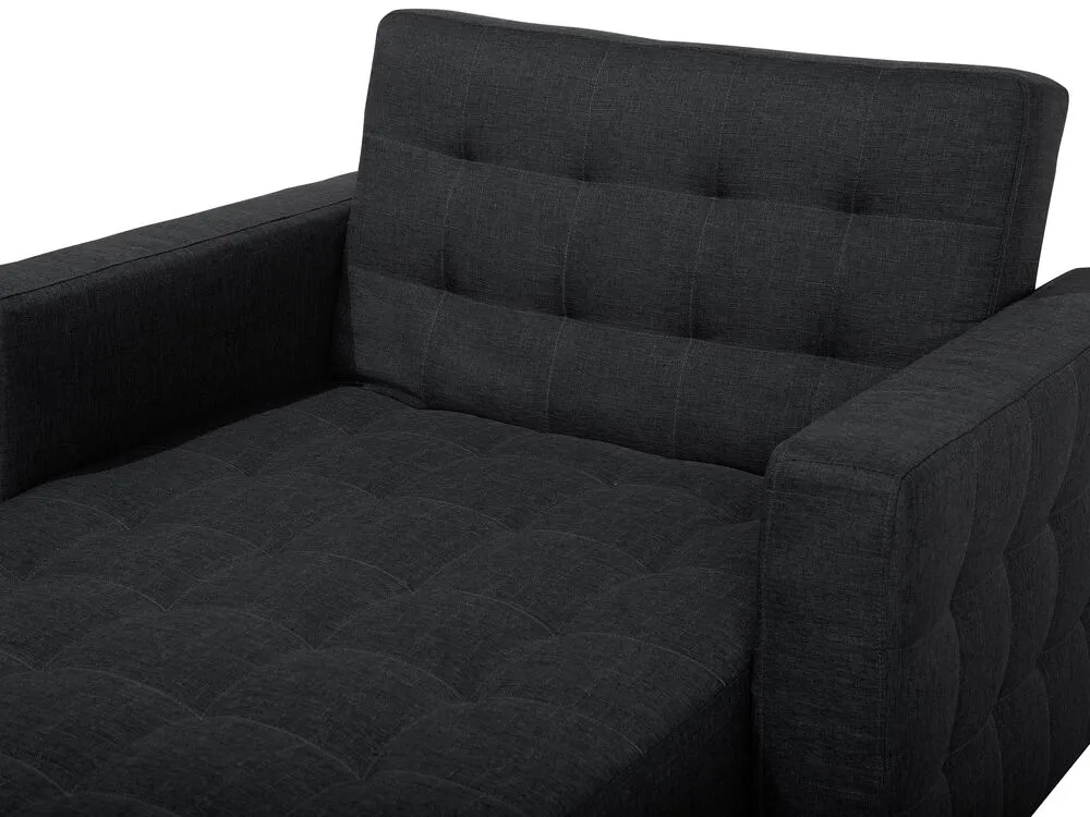 Fabric Chaise Lounge Graphite Grey ABERDEEN