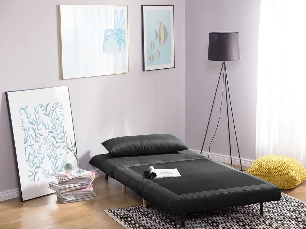 Fabric Single Sofa Bed Dark Grey SETTEN