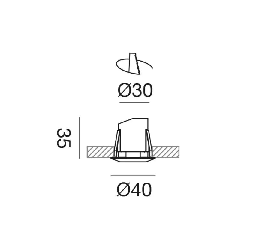 Faretto Incasso Rotondo Nero 40mm Per Bagno Led 3000K Fascio Stretto 38 IP44 GFA2061 Gea