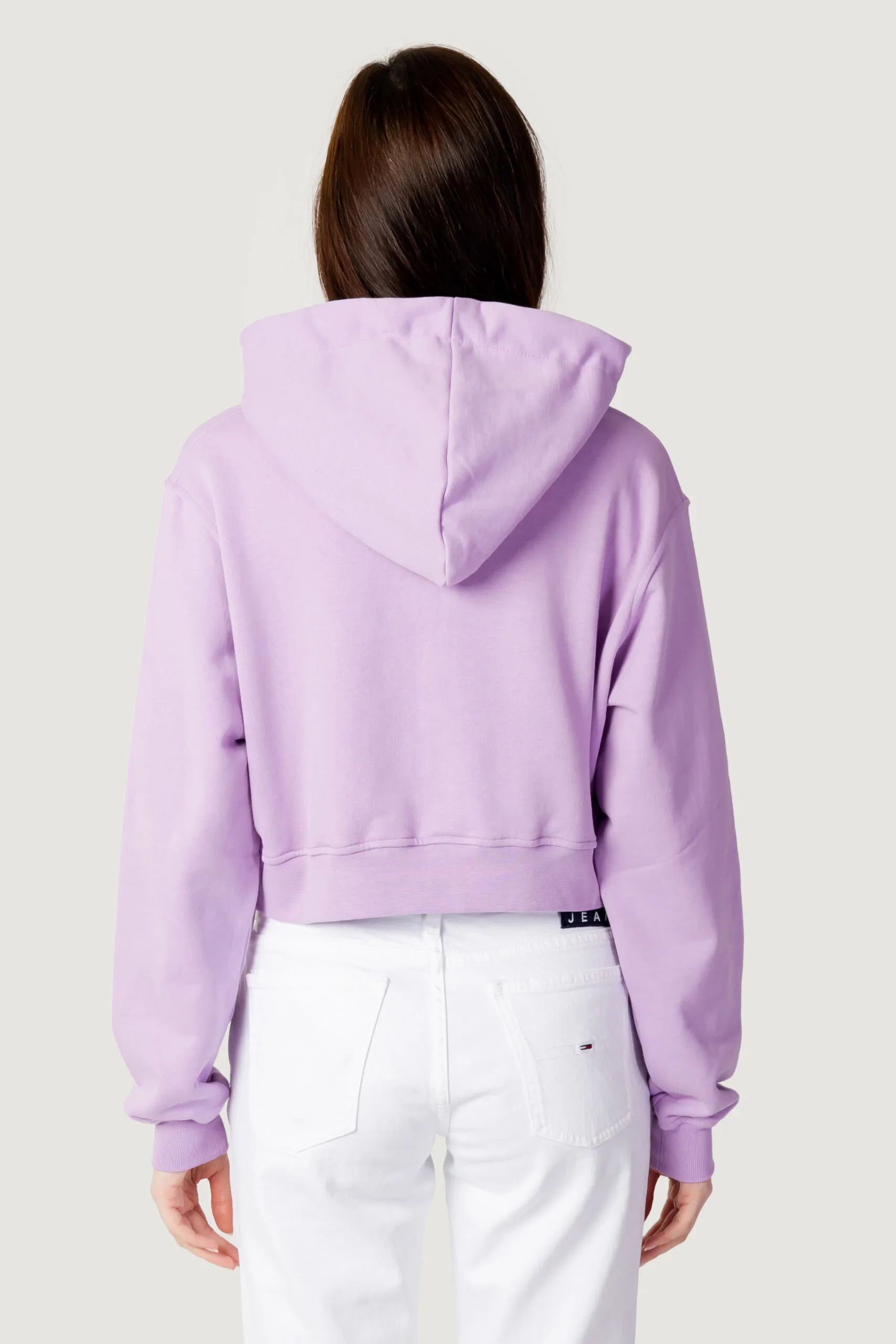 Felpa con cappuccio Hinnominate tinta unita cropped con zip Lilla