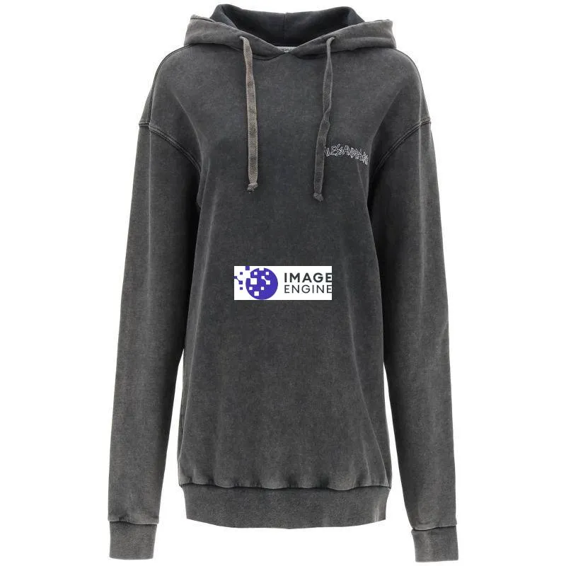 Felpa oversize con stampa e cristalli