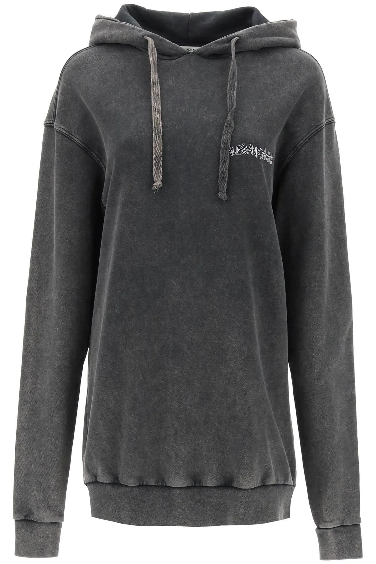 Felpa oversize con stampa e cristalli
