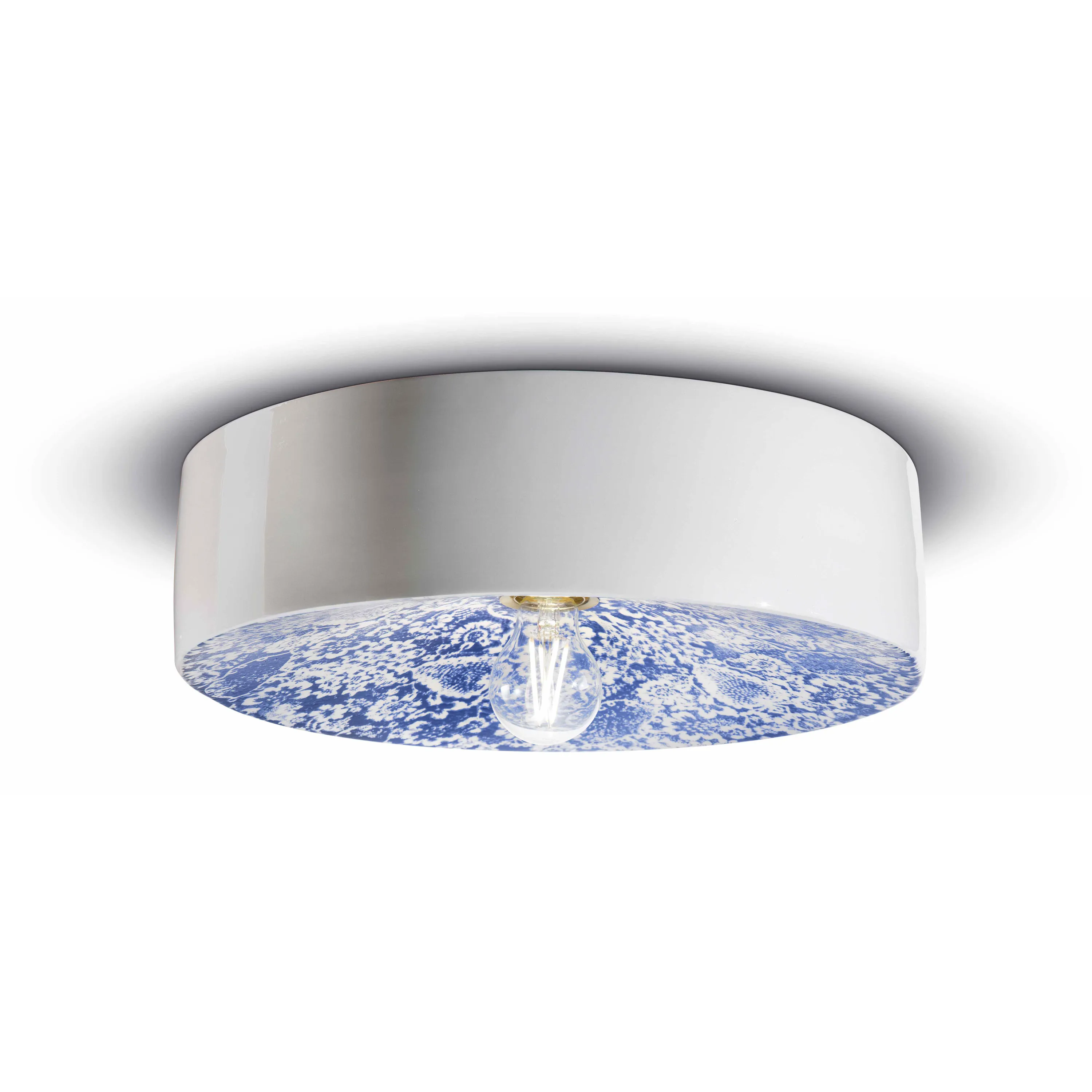 FerroLuce  Plafoniera a soffitto grande rotonda interamente in ceramica dal design moderno Pi - 77W
