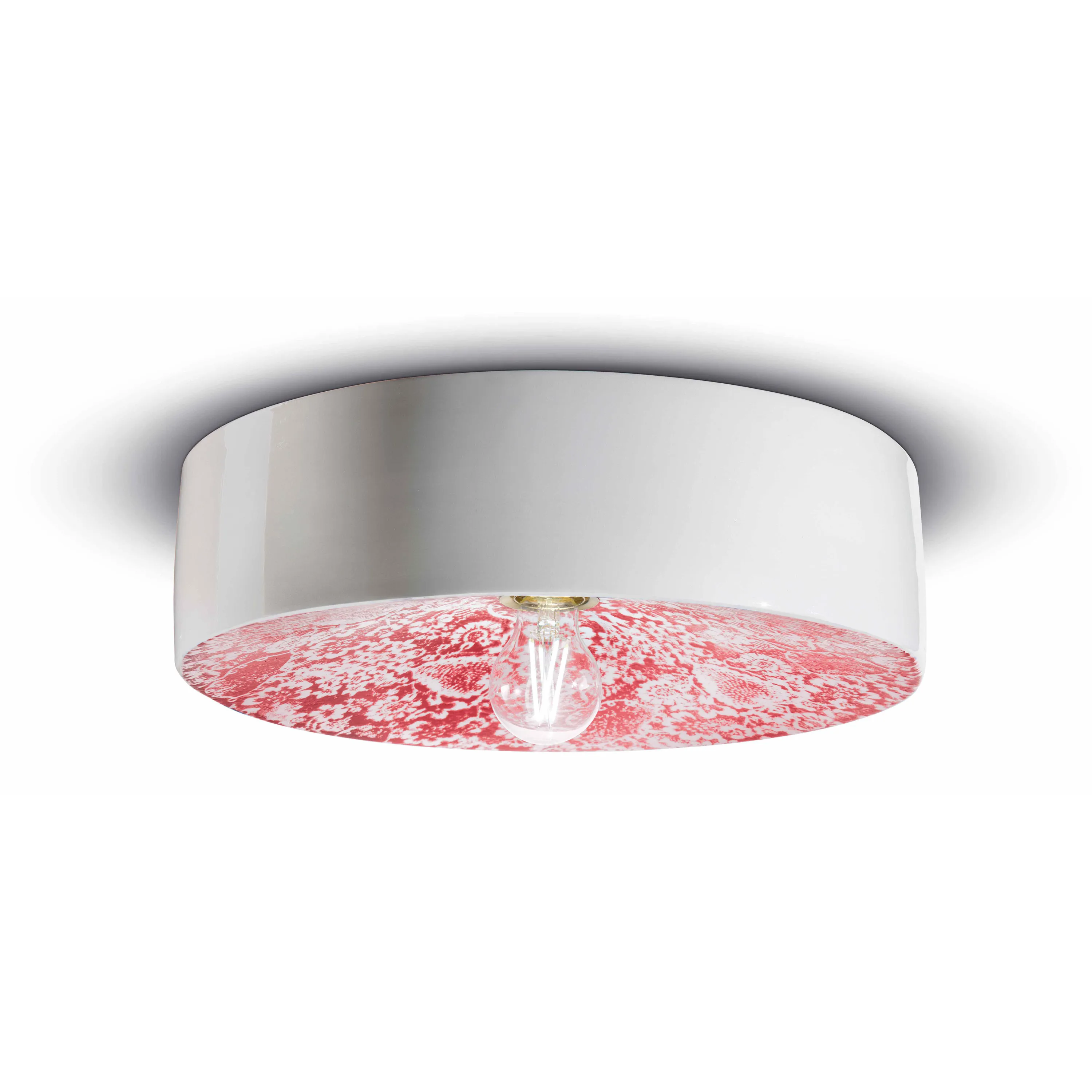 FerroLuce  Plafoniera a soffitto grande rotonda interamente in ceramica dal design moderno Pi - 77W