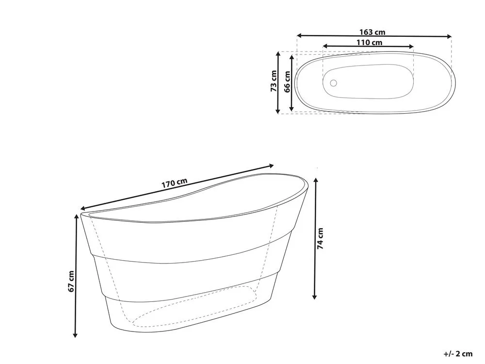 Freestanding Bath White 1700 x 730 mm BUENAVISTA