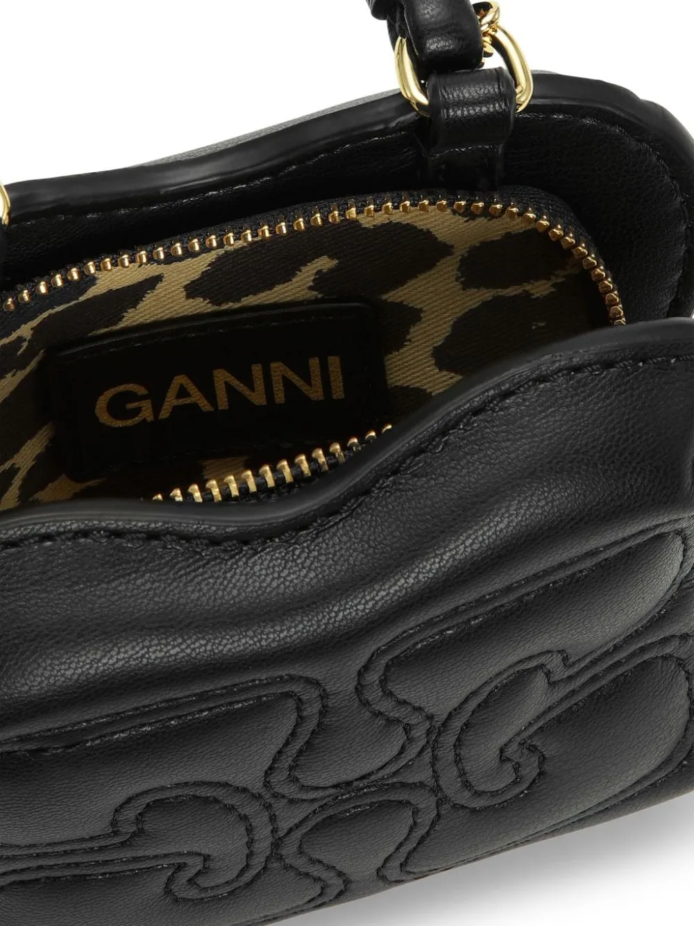 Ganni Borsa Nero Donna Butterfly Nano Tracolla a Catena
