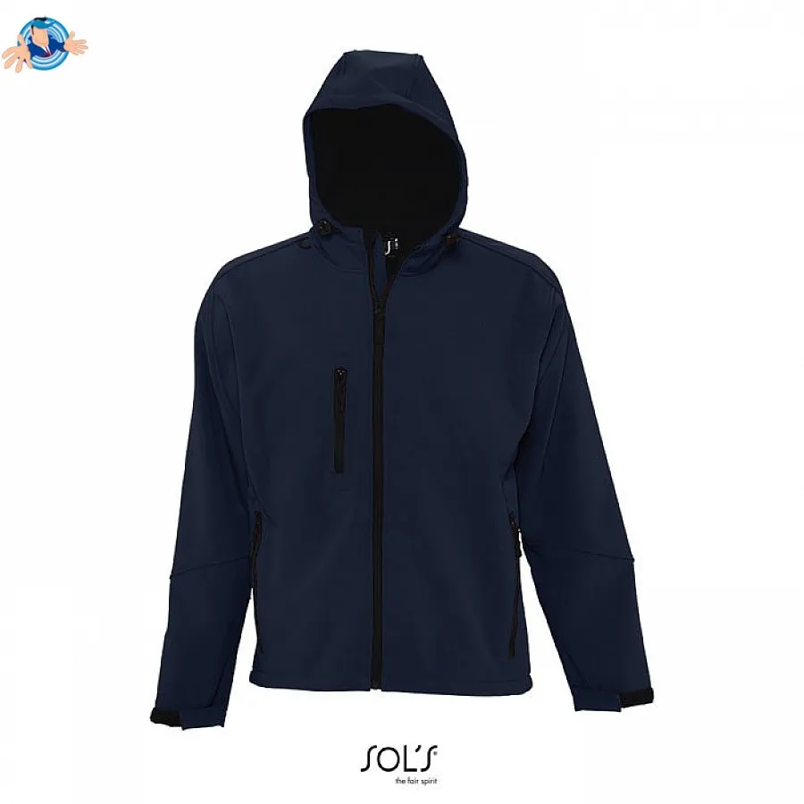 Giacca Softshell da uomo con cappuccio | personalizzabile con il tuo logo