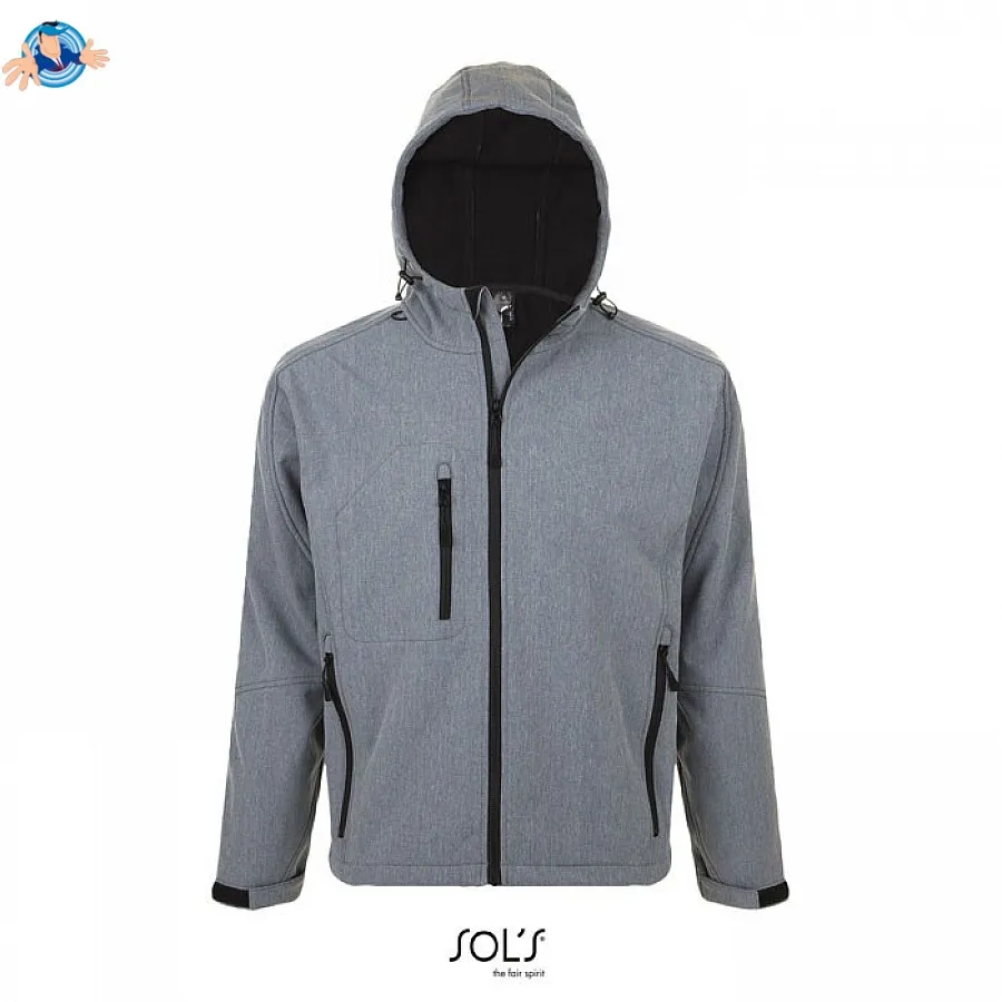 Giacca Softshell da uomo con cappuccio | personalizzabile con il tuo logo