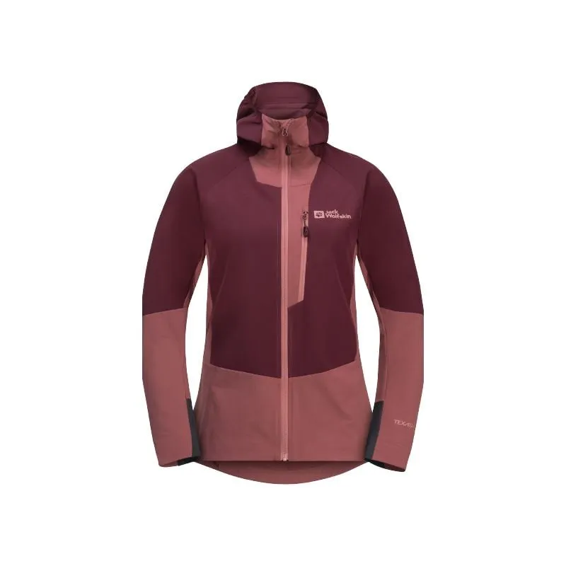 Giacca Softshell JACK WOLSKINS ALPSPITZE HOODY Donna (marrone scuro)