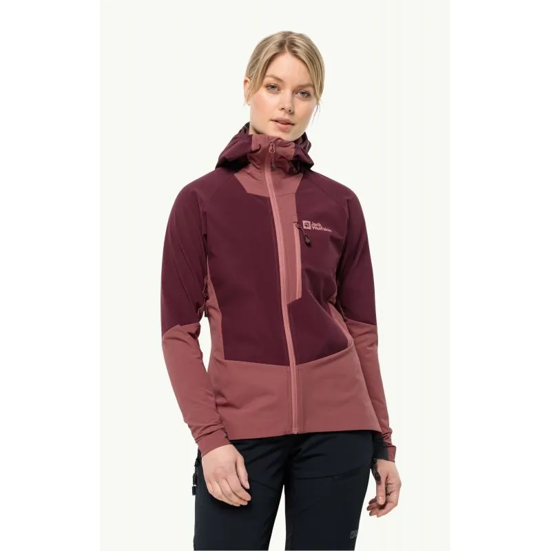 Giacca Softshell JACK WOLSKINS ALPSPITZE HOODY Donna (marrone scuro)