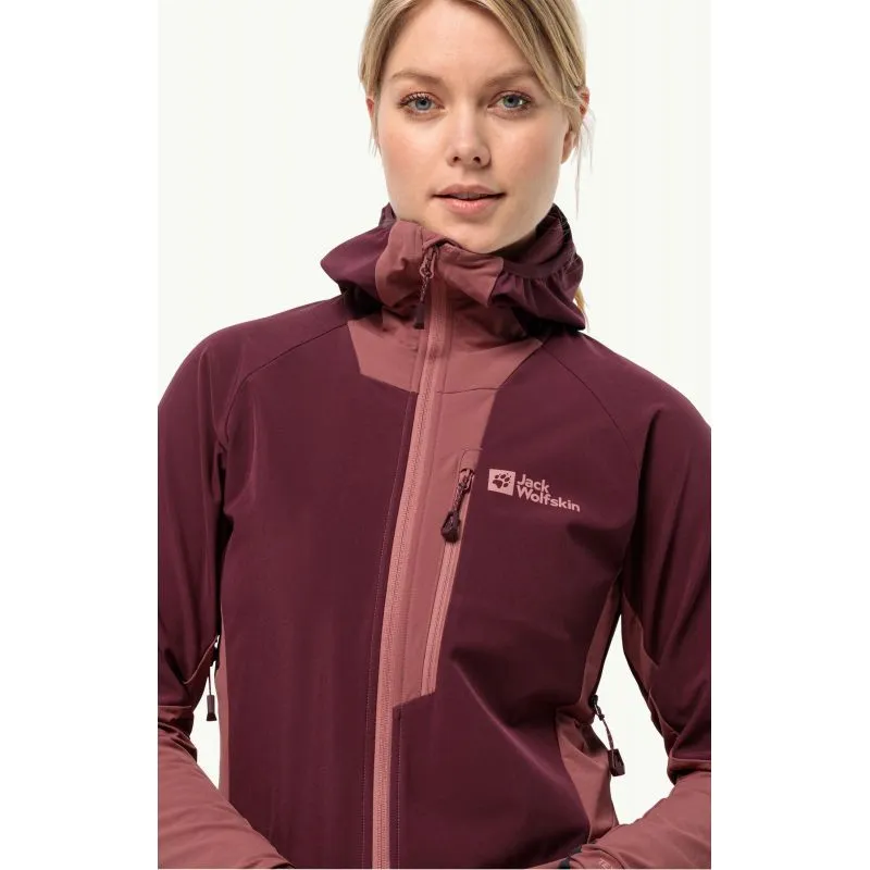 Giacca Softshell JACK WOLSKINS ALPSPITZE HOODY Donna (marrone scuro)