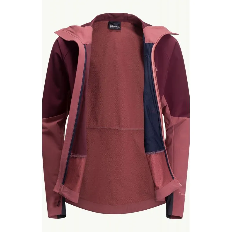 Giacca Softshell JACK WOLSKINS ALPSPITZE HOODY Donna (marrone scuro)