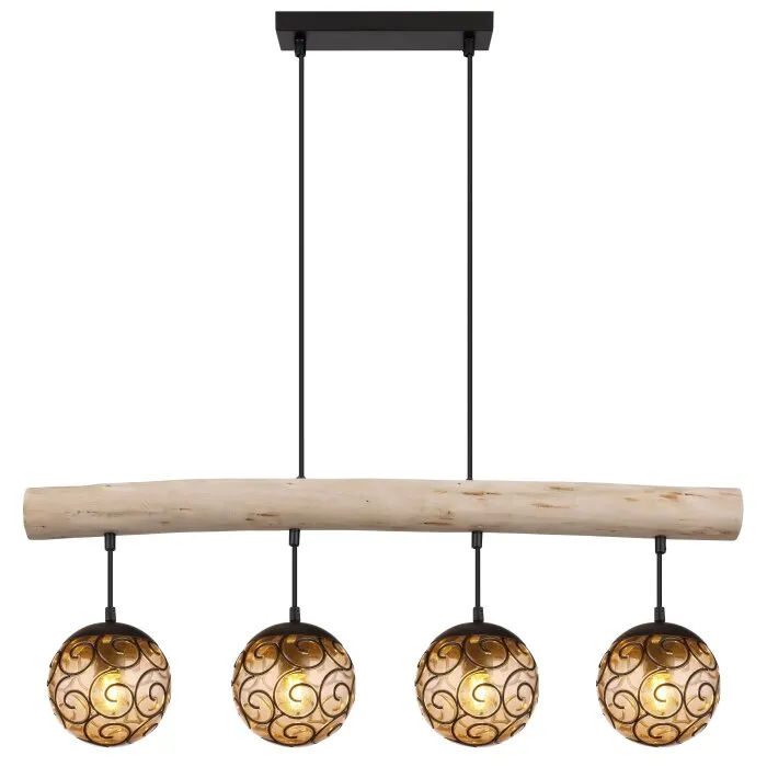 Globo MAXI Lampadario a sospensione Écru, Nero, 4-Luci