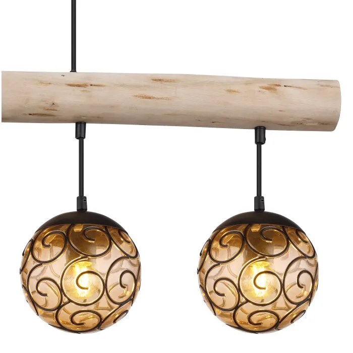 Globo MAXI Lampadario a sospensione Écru, Nero, 4-Luci