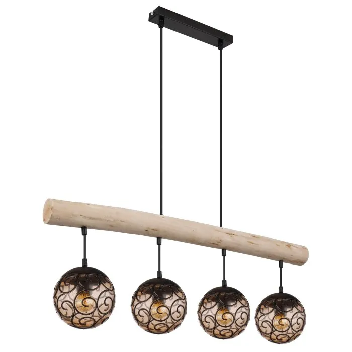 Globo MAXI Lampadario a sospensione Écru, Nero, 4-Luci