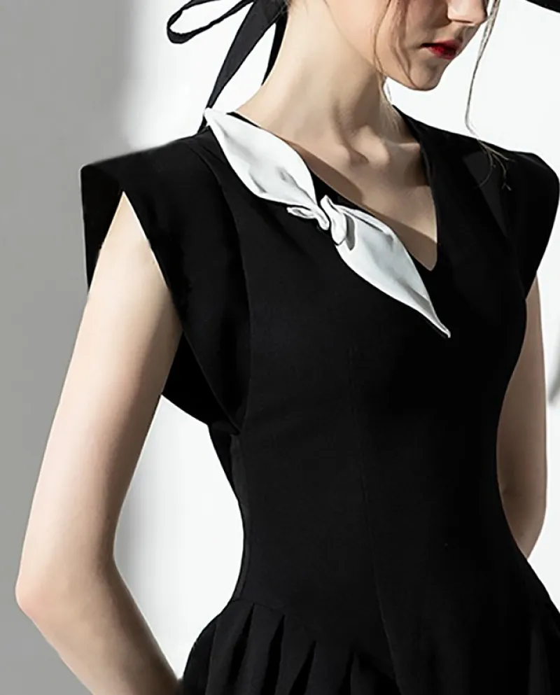 Gonna a trapezio con scollo a V con scollo a V e vestito sottile retrò femminile