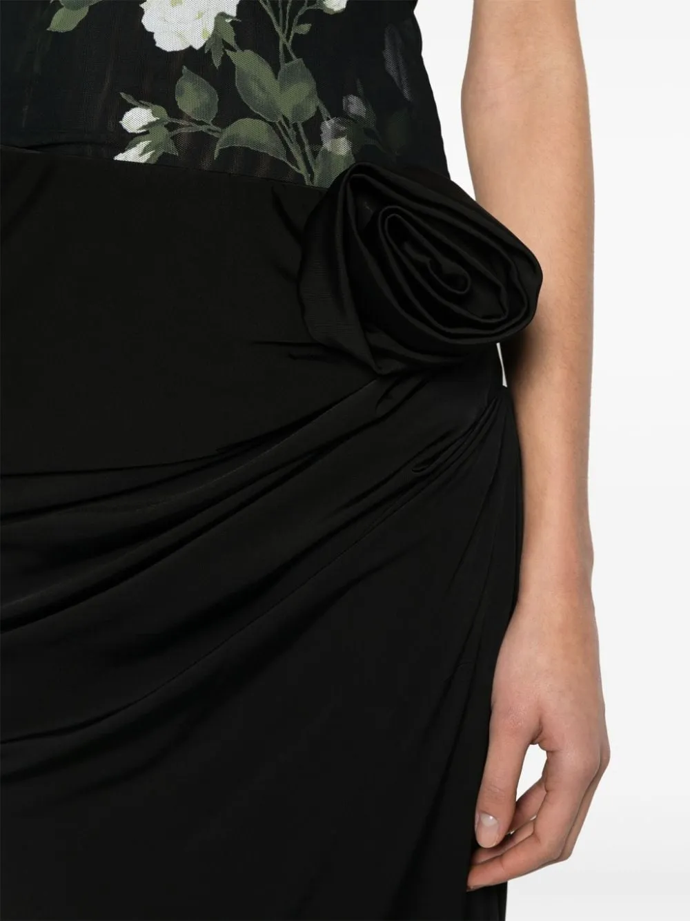 Gonna con applicazione a fiore in nero - donna