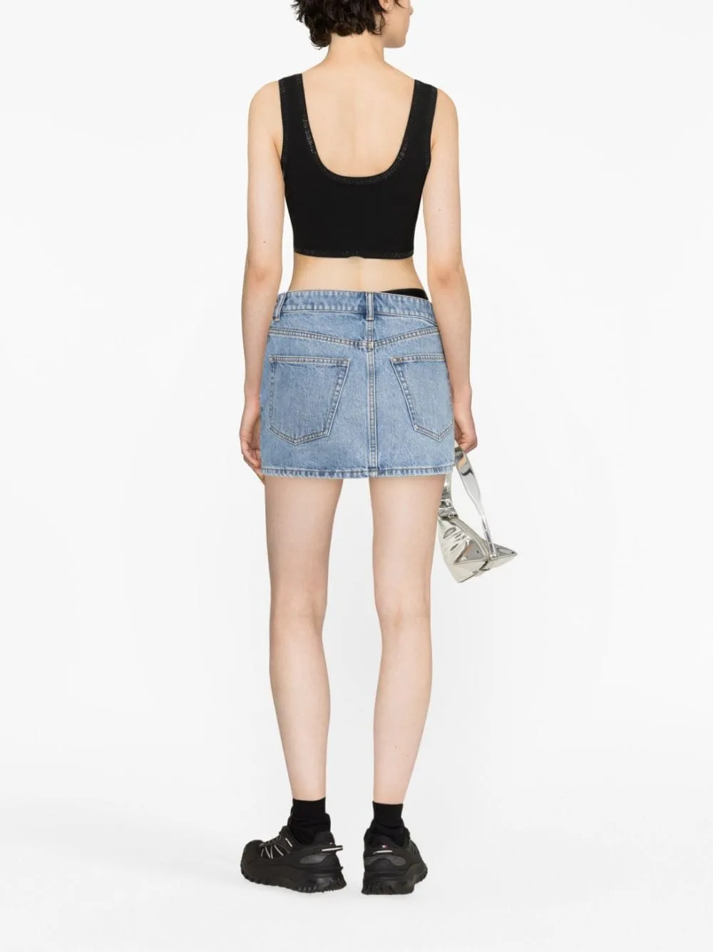 Gonna denim asimmetrica con design a strati in blu - donna