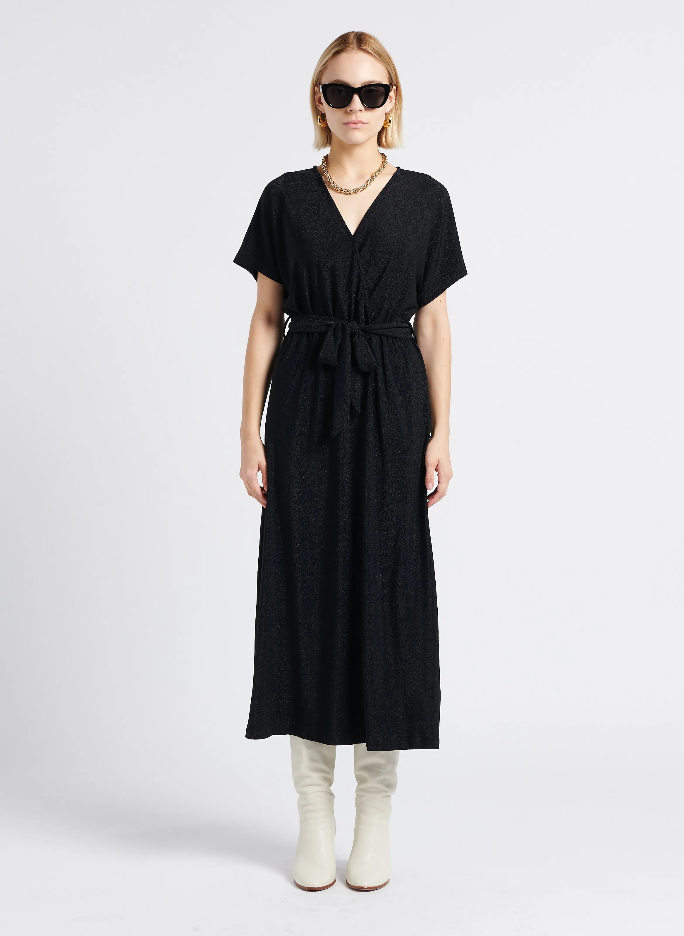  GRACE ET MILA   LIV - Abito lungo con scollo a V | Nero