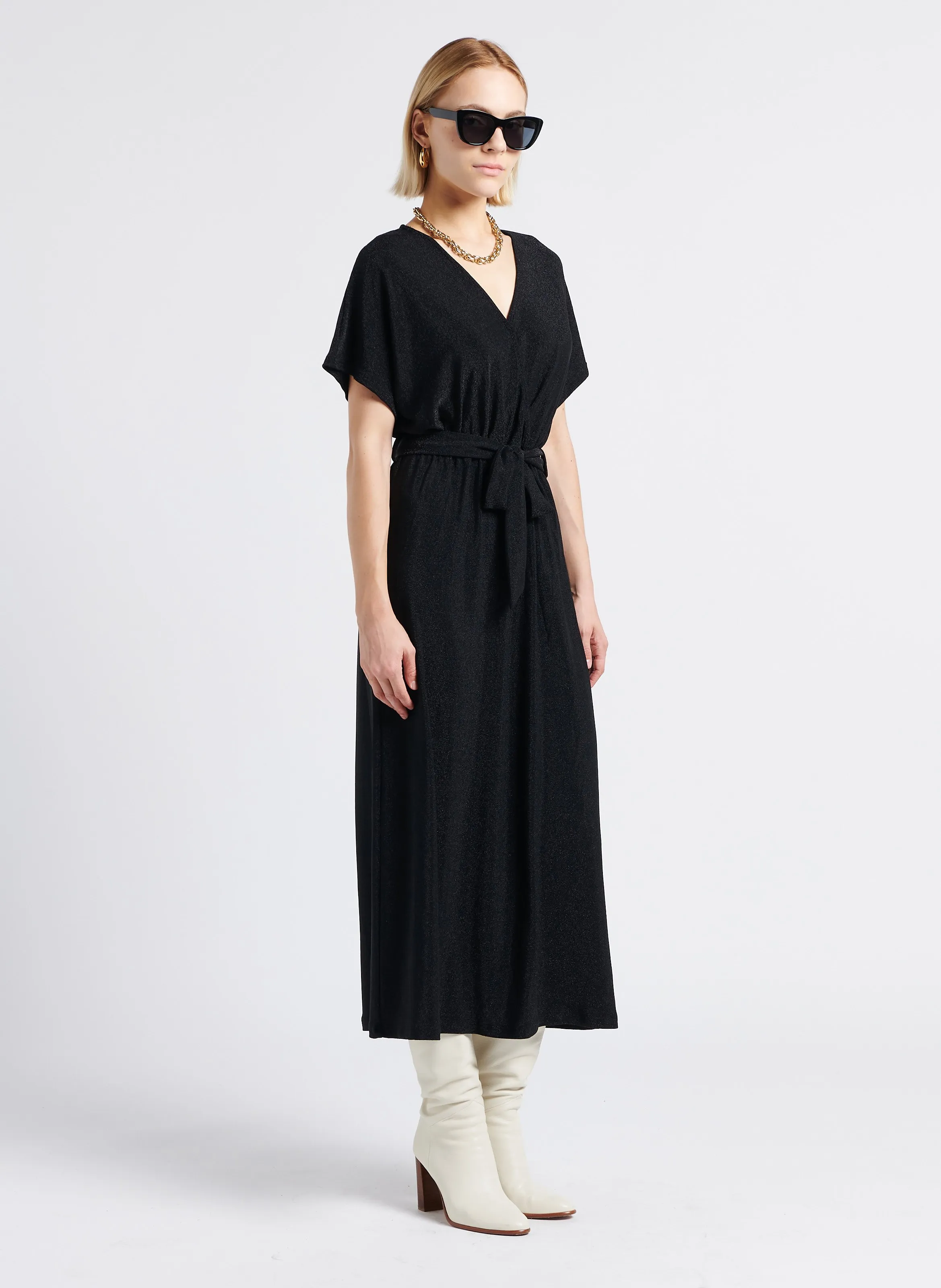  GRACE ET MILA   LIV - Abito lungo con scollo a V | Nero
