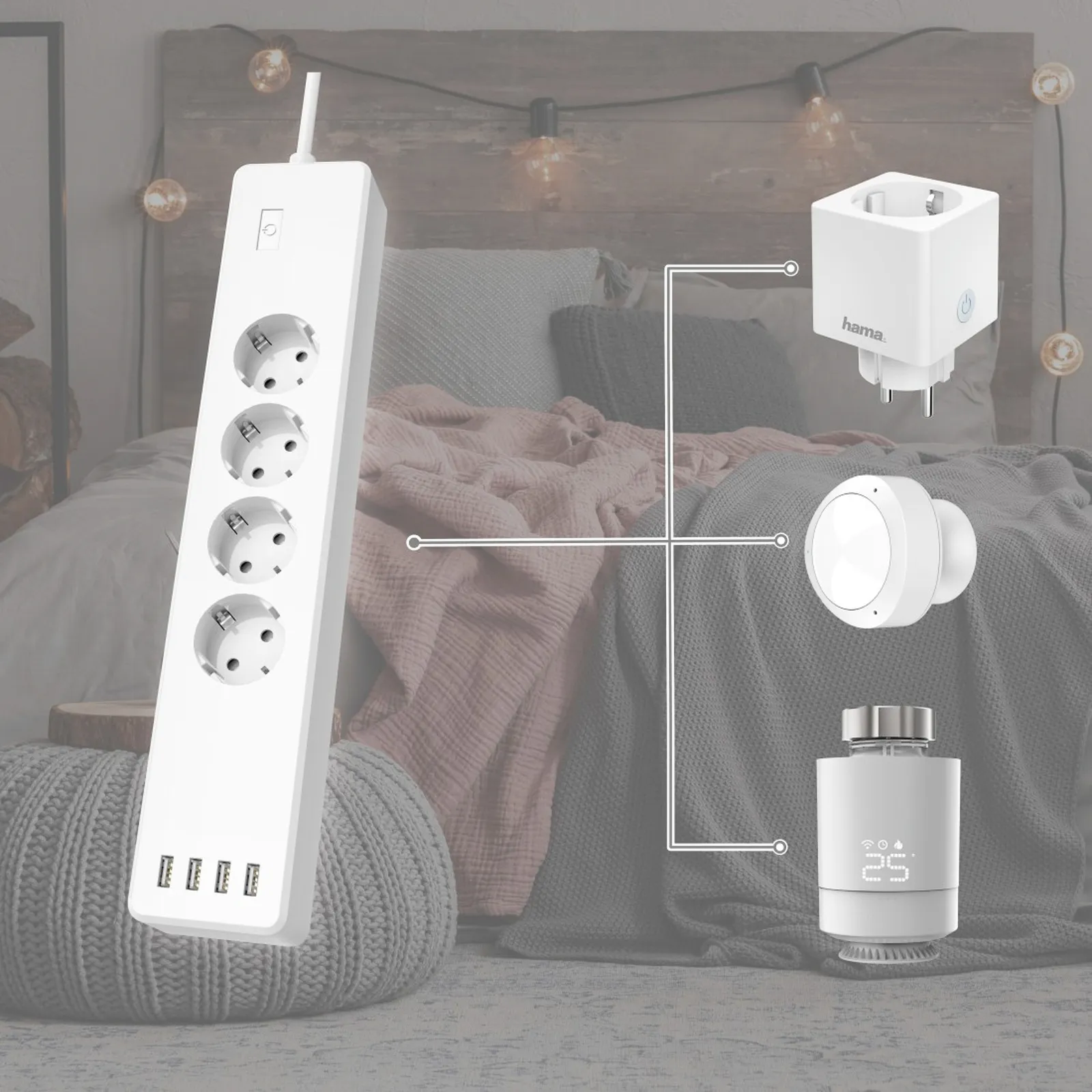 Hama presa WLAN quadrupla e 4x USB