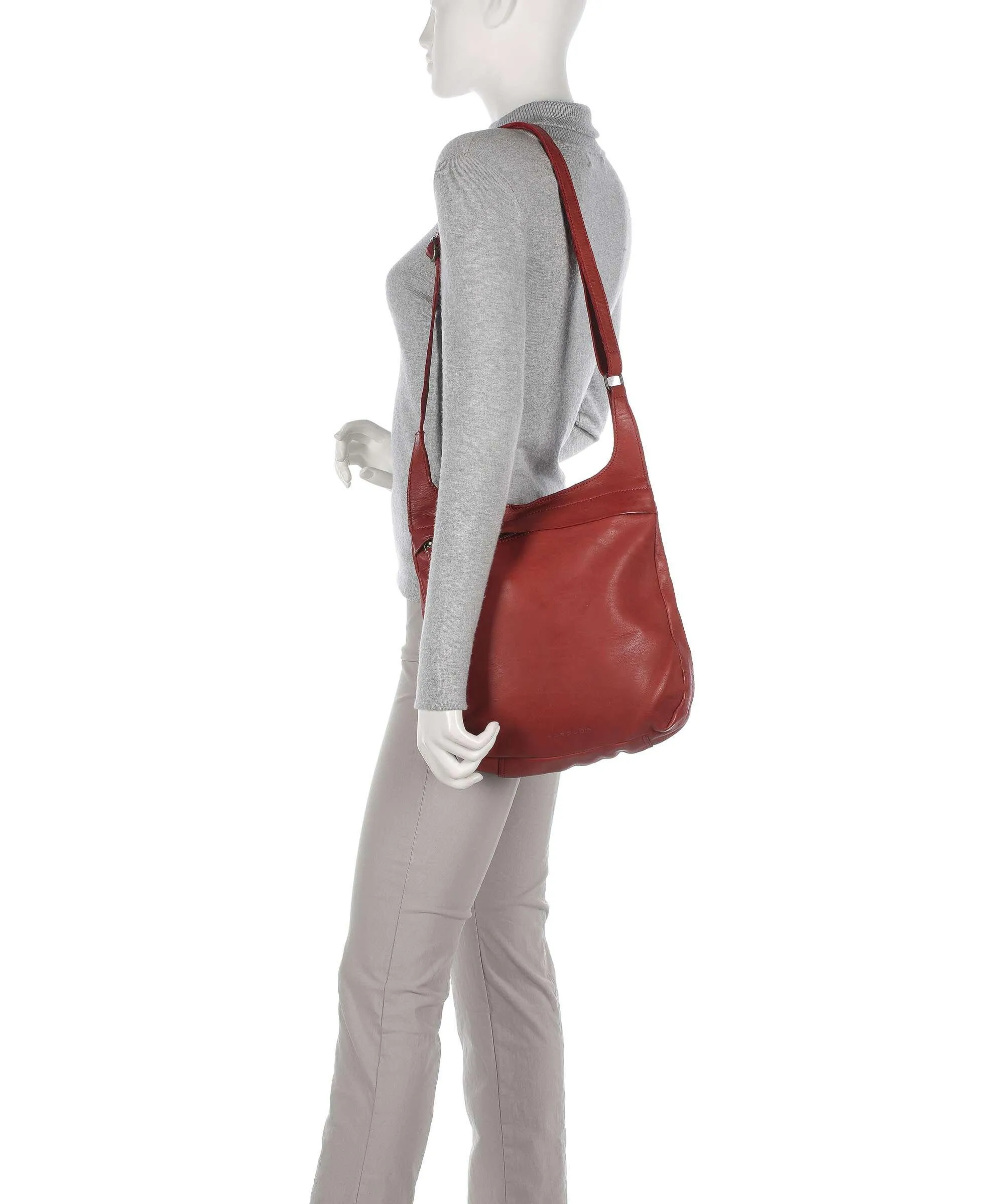  Harold's Submarine Borsa a spalla pelle di vacchetta finemente grana rosso  