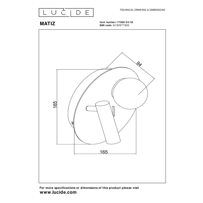 Illuminazione Lucide MATIZ Applique LED Nero, 1-Luce