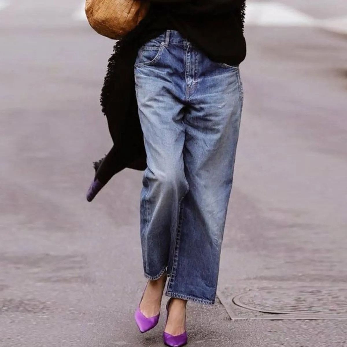 Jeans a vita media Pantaloni larghi in denim retrò da donna Pantaloni larghi da strada di nuova moda Pantaloni casual lavati per