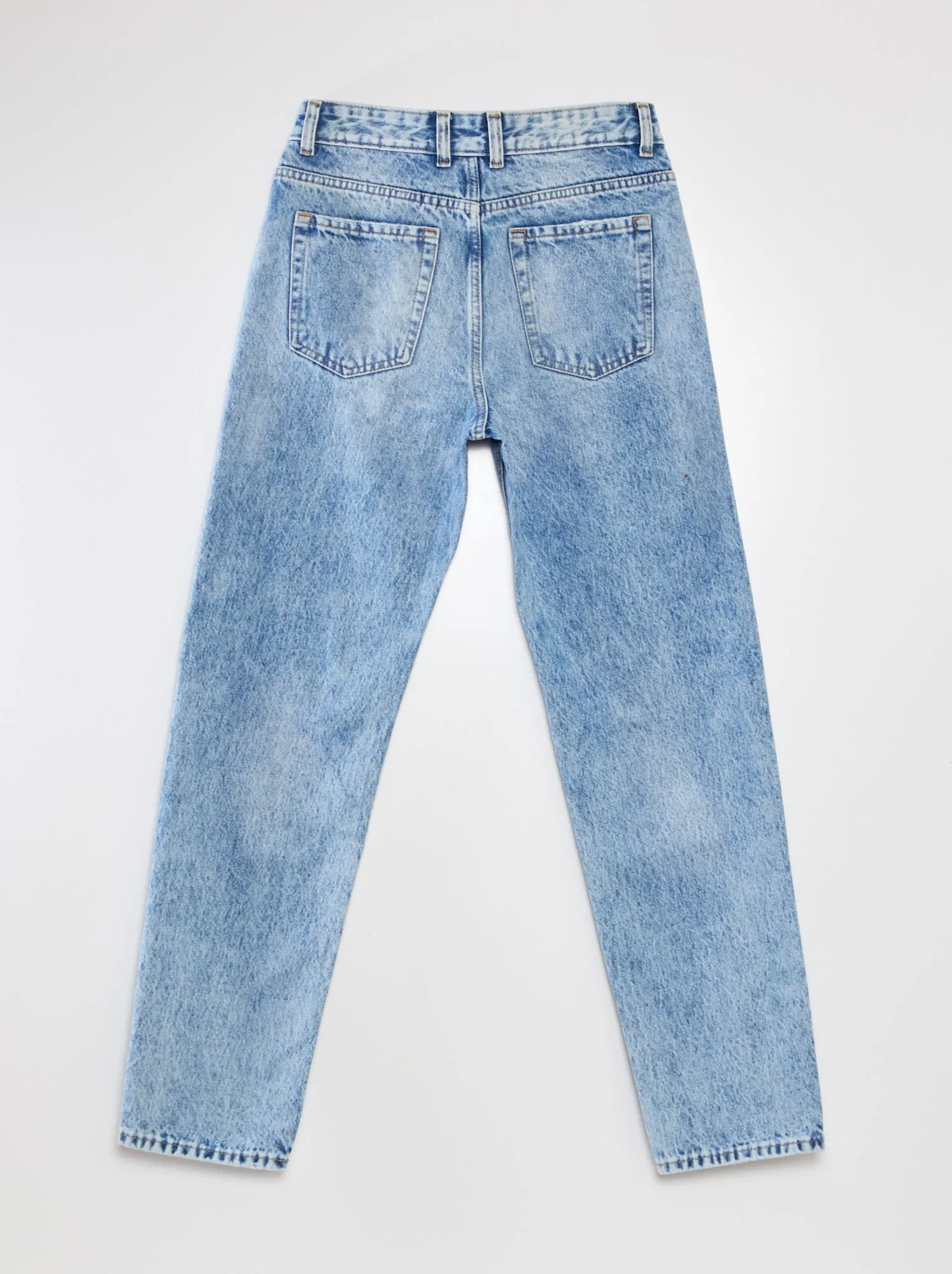 Jeans dritti 5 tasche con abrasioni - BLU