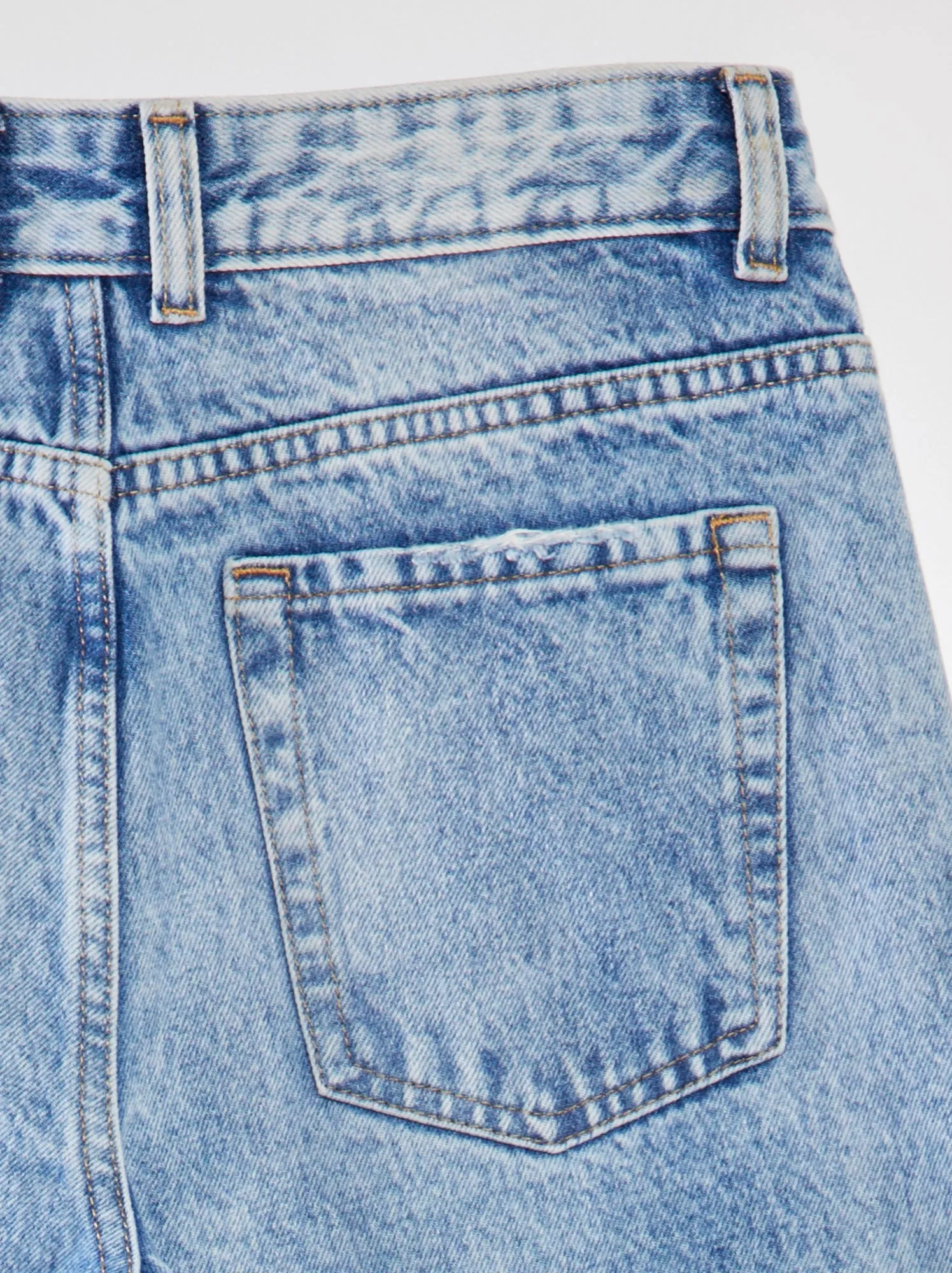 Jeans dritti 5 tasche con abrasioni - BLU