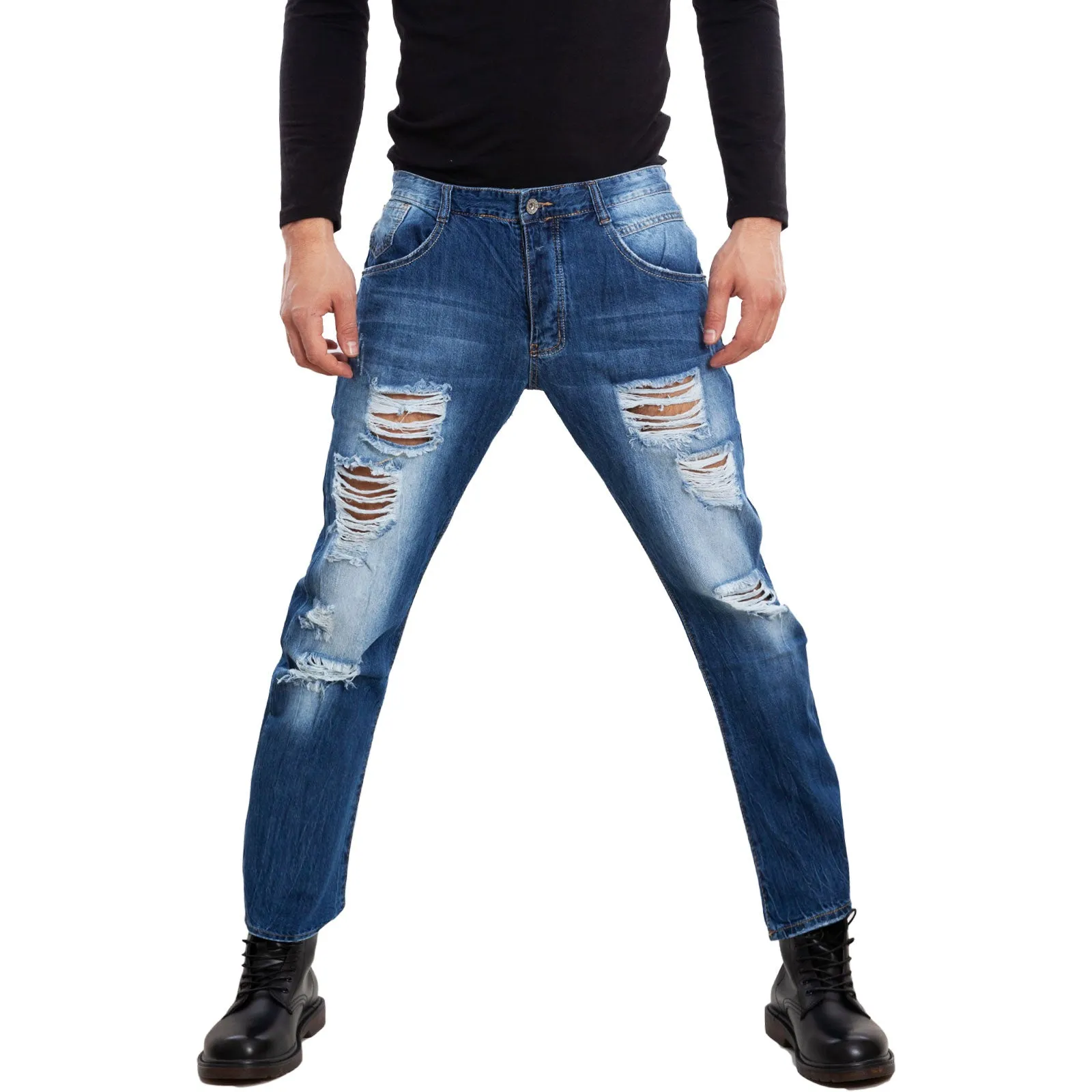 Jeans uomo pantaloni ripped F355