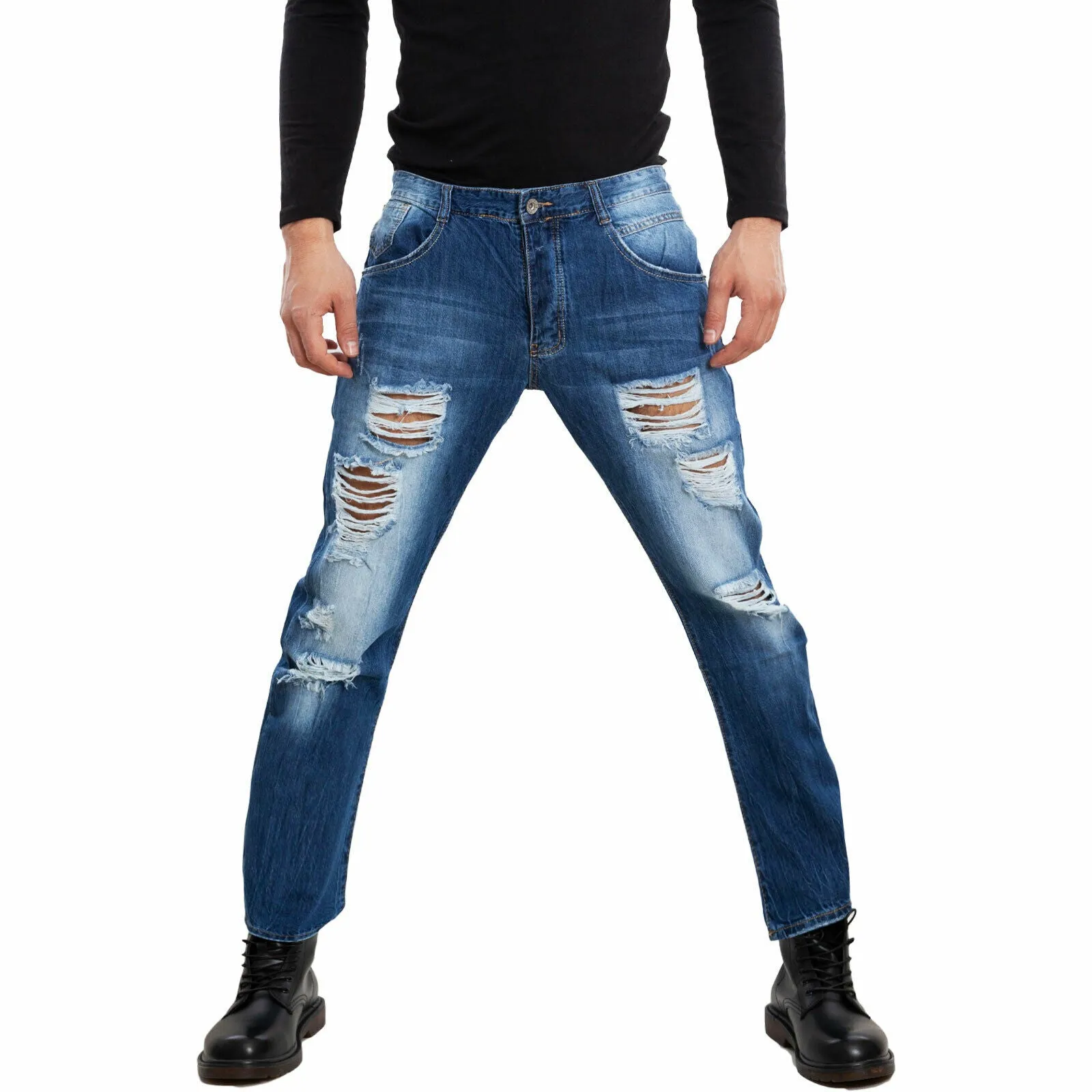 Jeans uomo pantaloni ripped F355