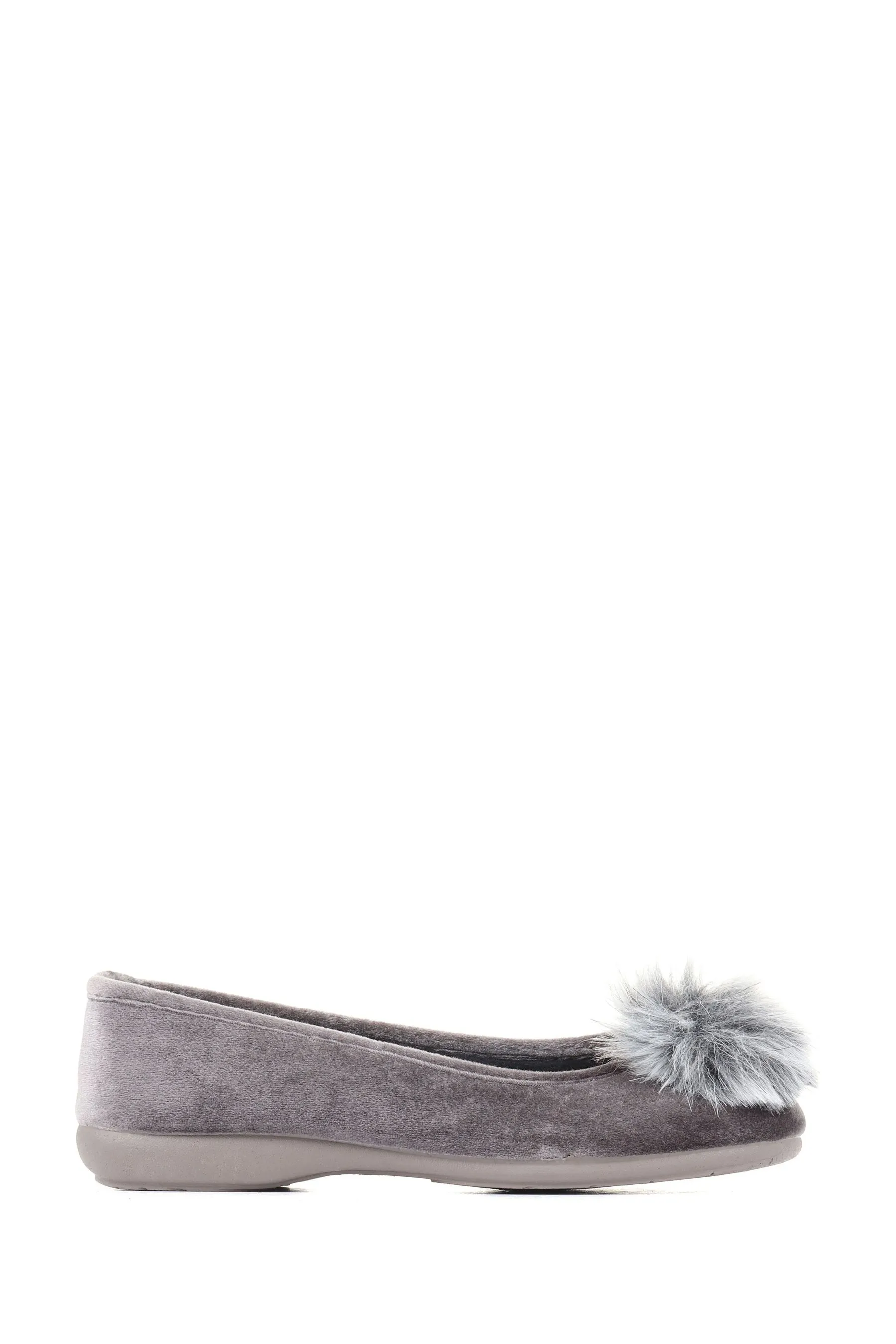 Jones Bootmaker - Grigio con stampa Erika - Pantofole con pompon