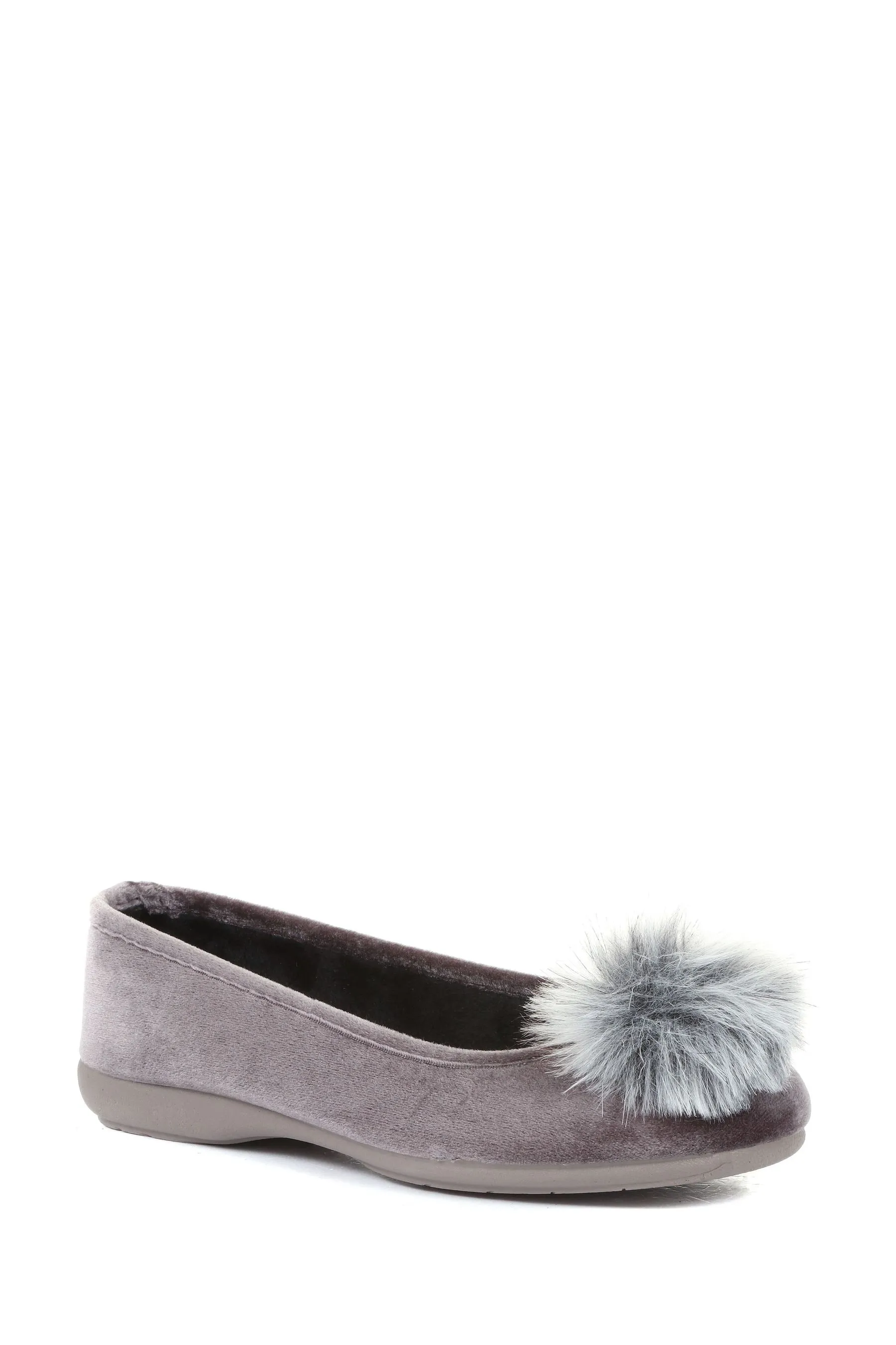 Jones Bootmaker - Grigio con stampa Erika - Pantofole con pompon