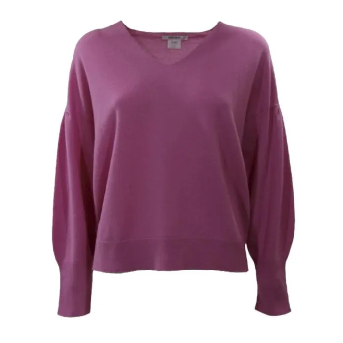 Kangra Maglia Scollo A V Spalla Ripresa In Lana E Cachemire Rosa