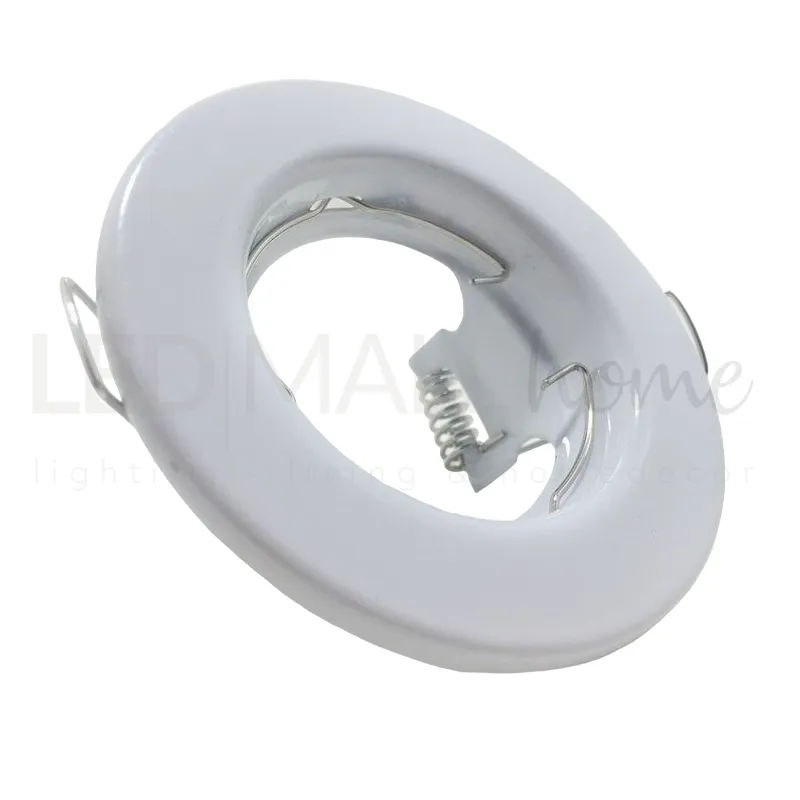 kit 2pz Portafaretto da Incasso Rotondo Bianco Per GU10 MR16 per faretti led da incasso cartongesso
