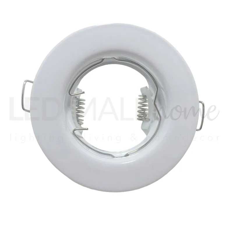 kit 2pz Portafaretto da Incasso Rotondo Bianco Per GU10 MR16 per faretti led da incasso cartongesso