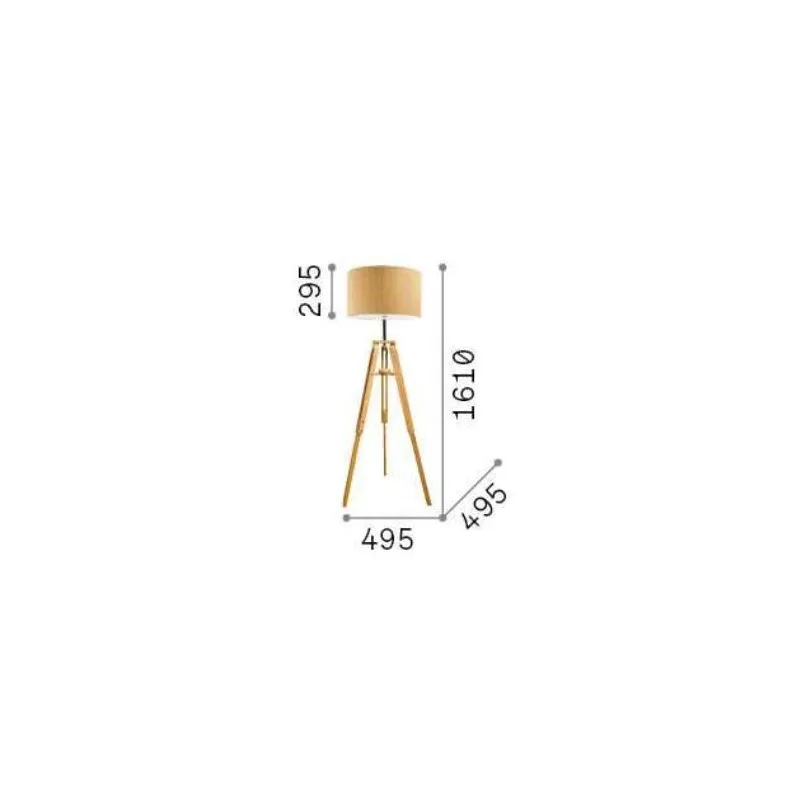 Klimt lampada da terra in metallo e legno con paralume in PVC rivestito in tessuto 60W E27