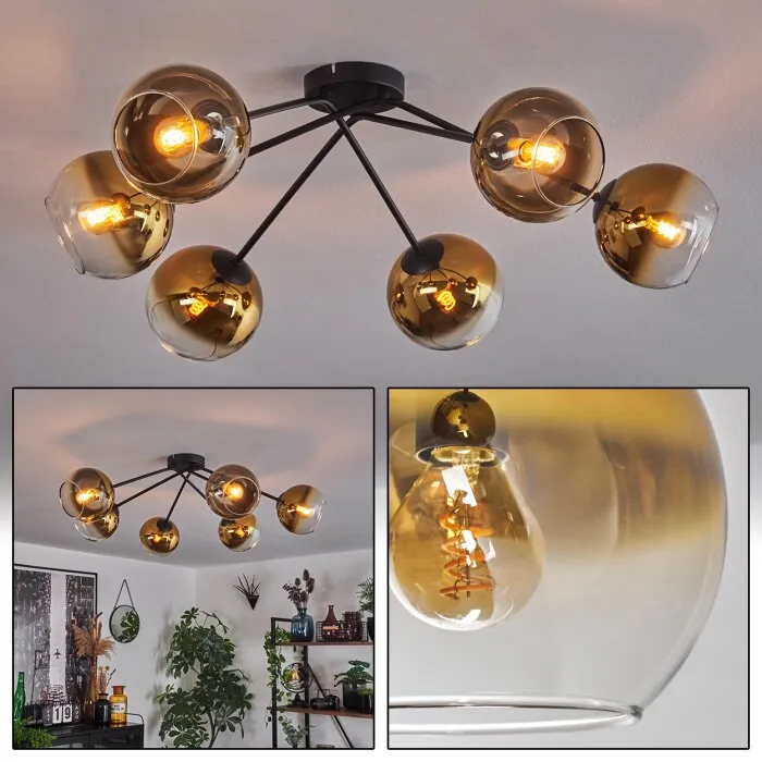 Koyoto Plafoniera - Vetro 15 cm Oro, Chiaro, 6-Luci