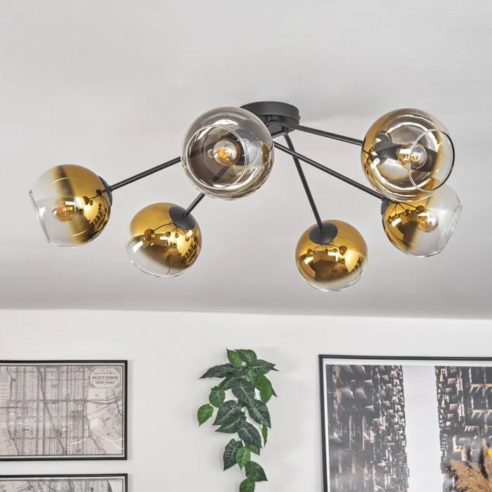 Koyoto Plafoniera - Vetro 15 cm Oro, Chiaro, 6-Luci