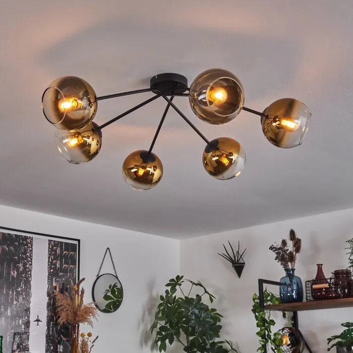 Koyoto Plafoniera - Vetro 15 cm Oro, Chiaro, 6-Luci