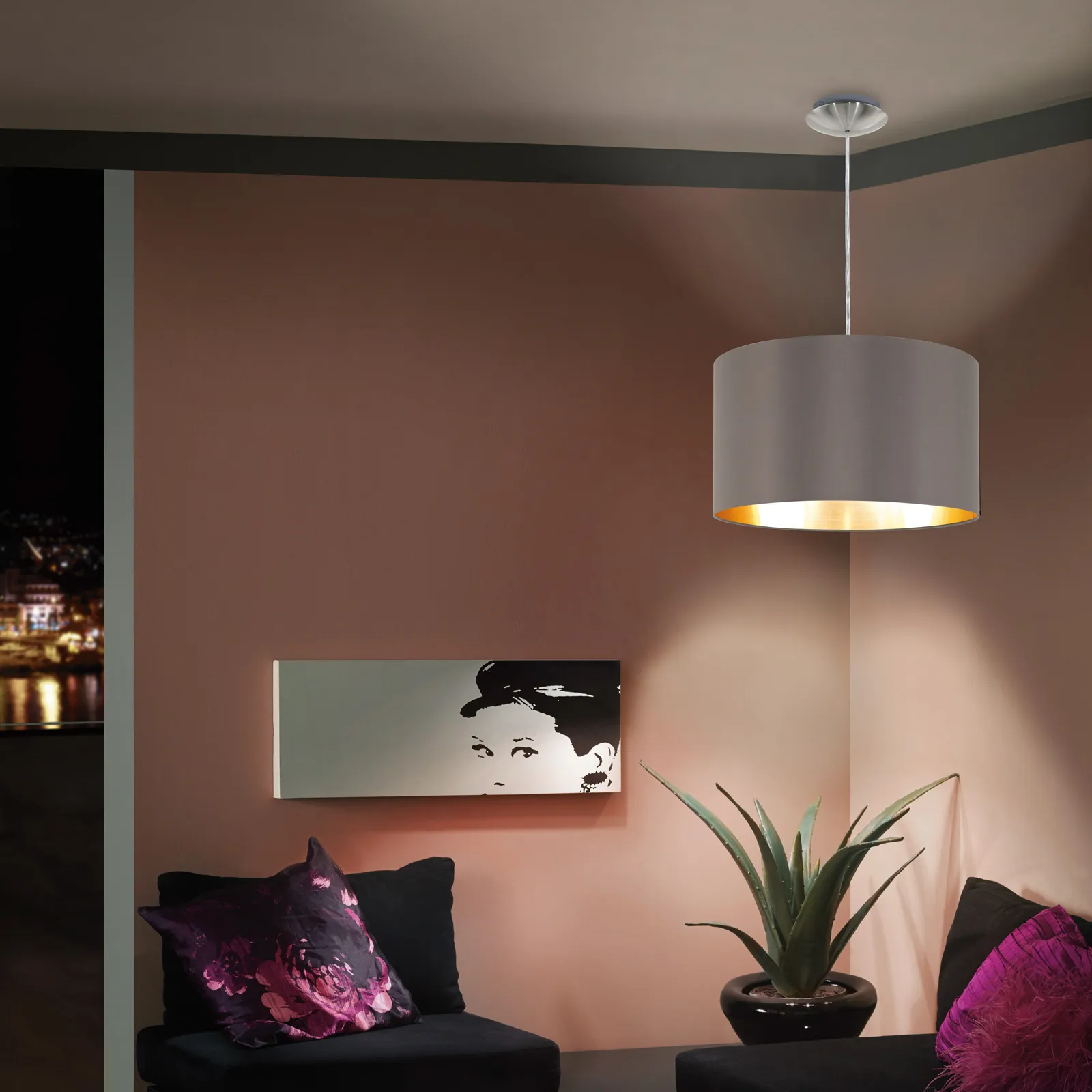 Lampada a sospensione Maserlo, cappuccino, 38 cm