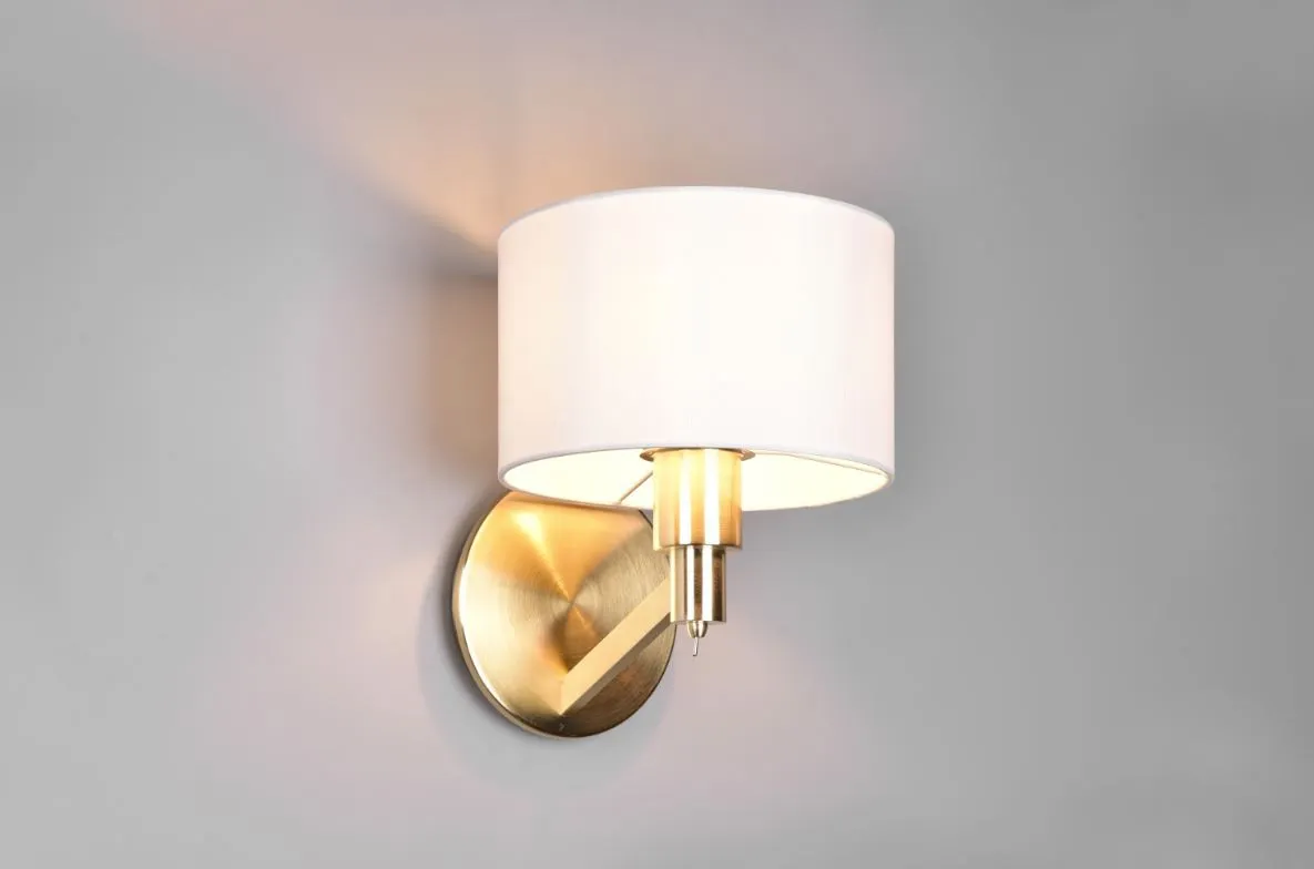 Lampada Applique Ottone con Paralume Tessuto Bianco Cassio Trio Lighting