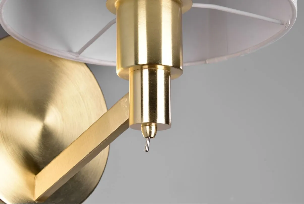 Lampada Applique Ottone con Paralume Tessuto Bianco Cassio Trio Lighting