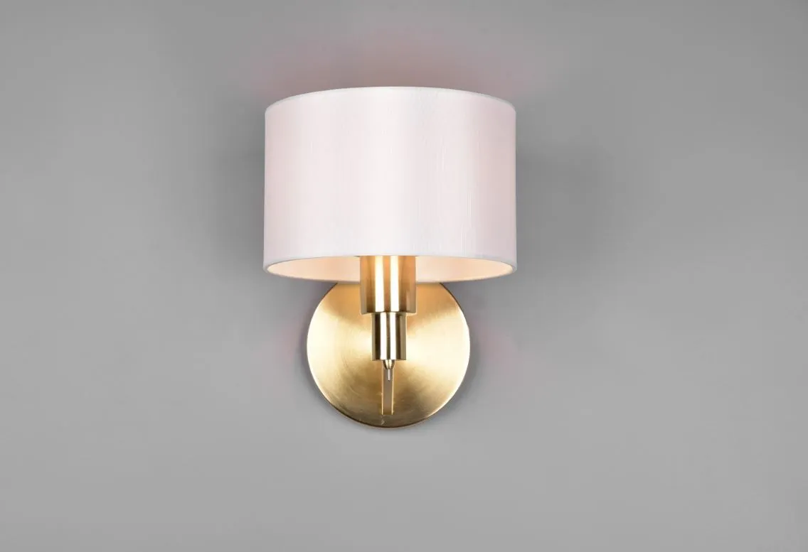 Lampada Applique Ottone con Paralume Tessuto Bianco Cassio Trio Lighting