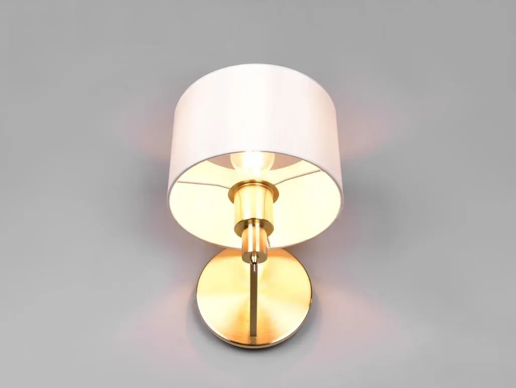 Lampada Applique Ottone con Paralume Tessuto Bianco Cassio Trio Lighting