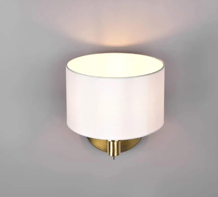 Lampada Applique Ottone con Paralume Tessuto Bianco Cassio Trio Lighting